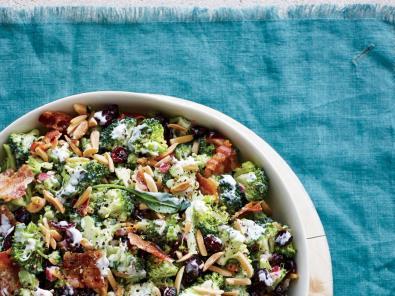 Cherry-Walnut Broccoli Salad Servings: 8 Prep Time: 10 minutes Cook Time: 75 minutes 1/4 cup finely chopped red onion 1/3 cup canola or olive oil mayonnaise 3 tablespoons non-fat Greek yogurt 1