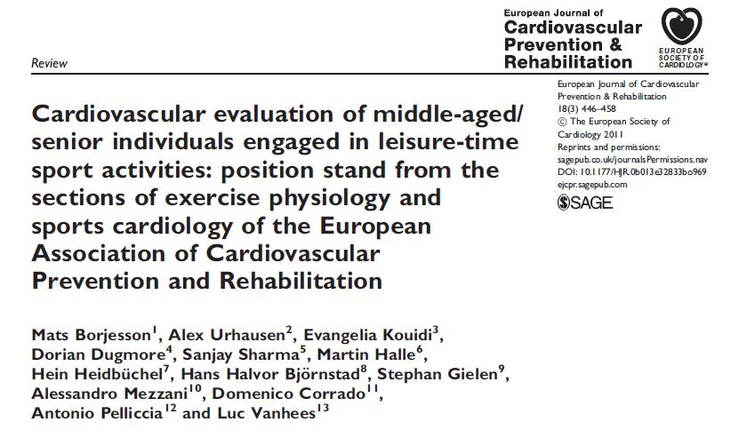 The CV evaluation of senior athletes To identify ischemic heart disease at risk for SD, MI, or heart failure; In athletes with known CAD disease, determine whether and how sport