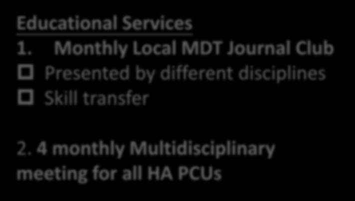 Palliative Care Multidisciplinary Team (MDT) Activities Clinical Services 1.