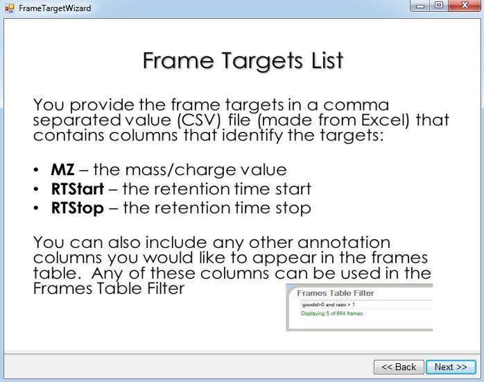 Frame Target Wizard Create the.