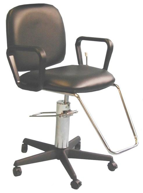 5" to 28 by a hydraulic pump controlled by a foot treadle accessible from both sides of chair. Chair may be raised, lowered or locked anywhere within a 360 turning radius.