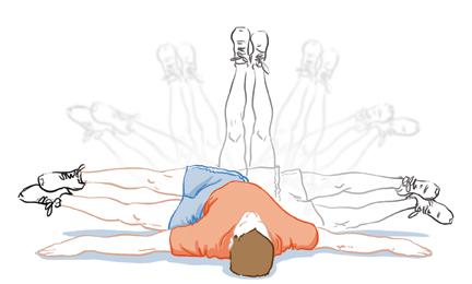 will touch down. Return your feet to the 12 o clock position to complete one repetition. Do this slowly and with control.