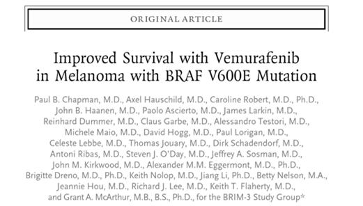 Vemurafenib 675 previously untreated MM pts with the BRAF V600E mutation.