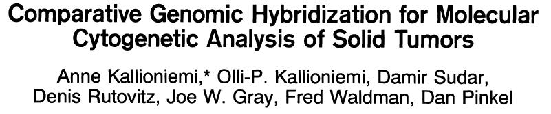 Comparative genomic hybridization (CGH) systematically interrogates the whole genome The relative hybridization of tumor derived probe