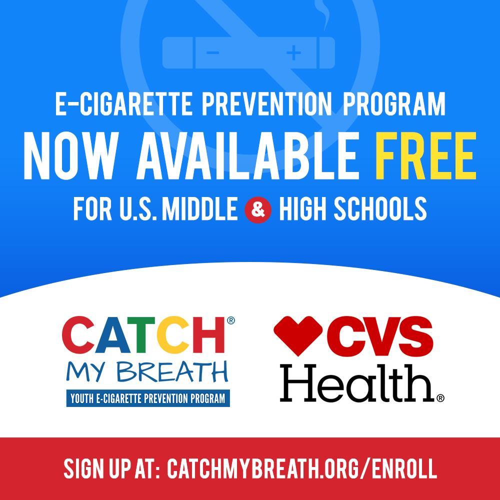 CATCH GLOBAL FOUNDATION AND CVS HEALTH PARTNERSHIP $500,000 grant from CVS Health makes program free to middle schools and