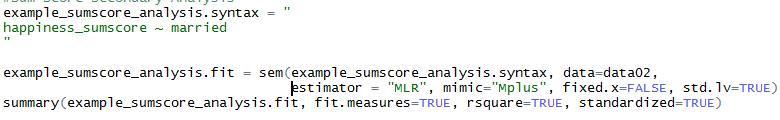 Same Analysis with Sum Score: Syntax and