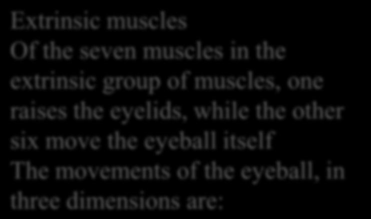 in three dimensions are: elevation-moving the pupil superiorly depression-moving the