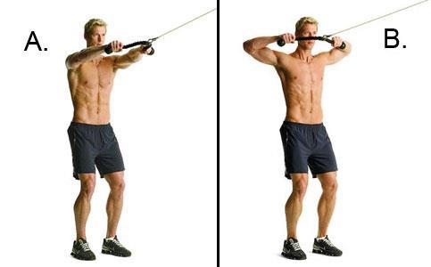 Cable Row to Face: Use a cable weight adjust it as high as possible. Tighten your core, raise your arms, draw your shoulders back, and pull the rope in towards your mouth.