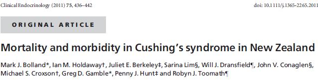 Survival of patients with Cushing s syndrome is decreased compared