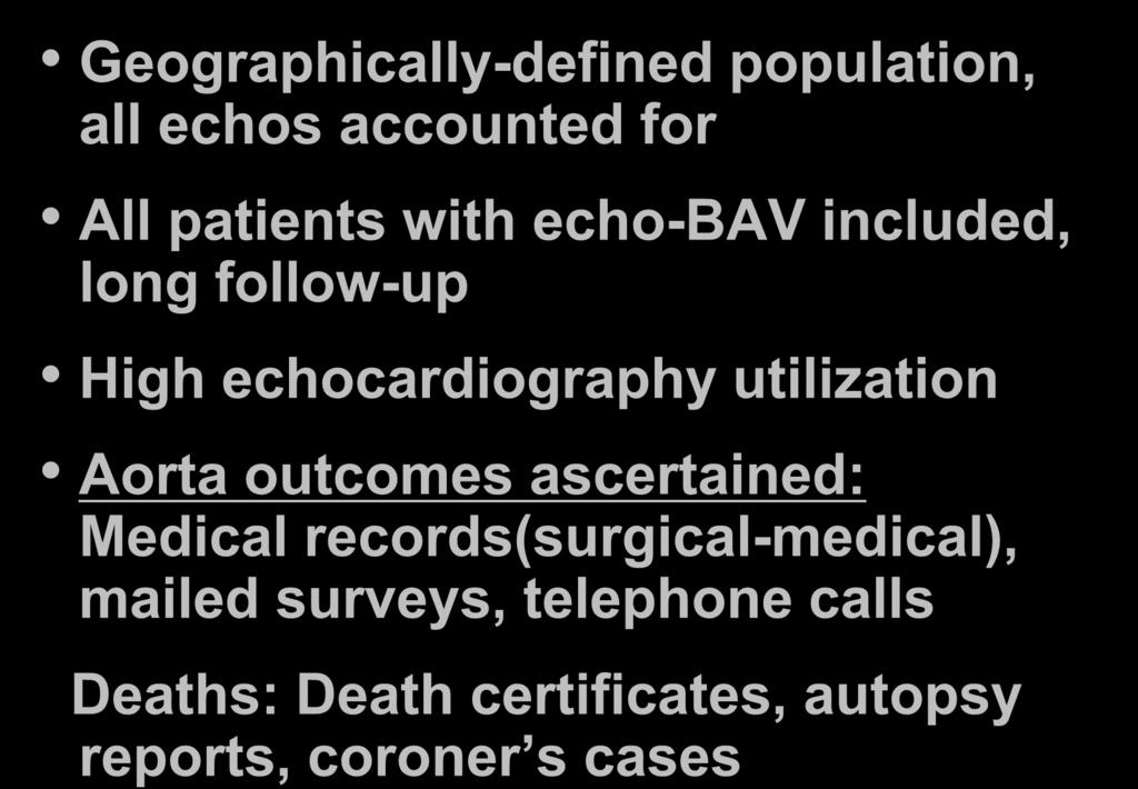 echocardiography utilization Aorta outcomes ascertained: Medical