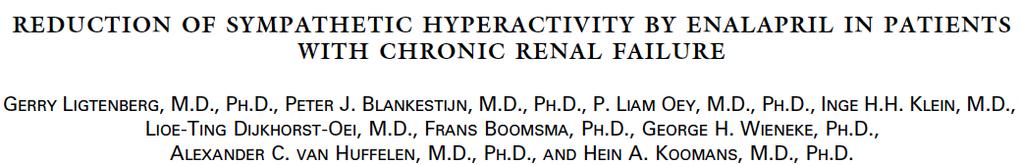 Study 1 14 pts with CKD, HTN vs matched controls Intervention Enalapril Outcome - measured sympathetic nerve activity, plasma renin before and after medication Study 2 10