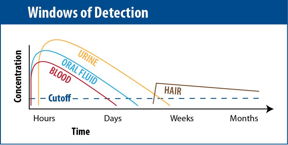 Window of Detection by Specimen Source: SAMHSA, Drug Testing
