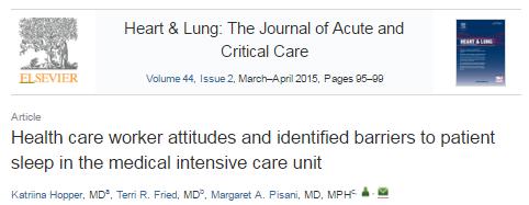 28 Multiple environmental barriers to sleep in the ICU were identified when participants were directly asked about factors affecting sleep.
