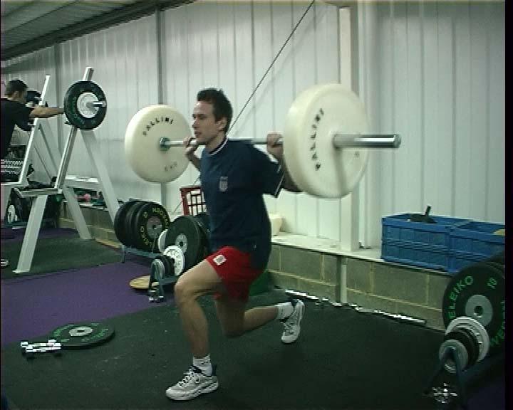 Relevant power training for Badminton would simulate some of the movements which are experienced on the court. An example would be the use of lunges for strength development.