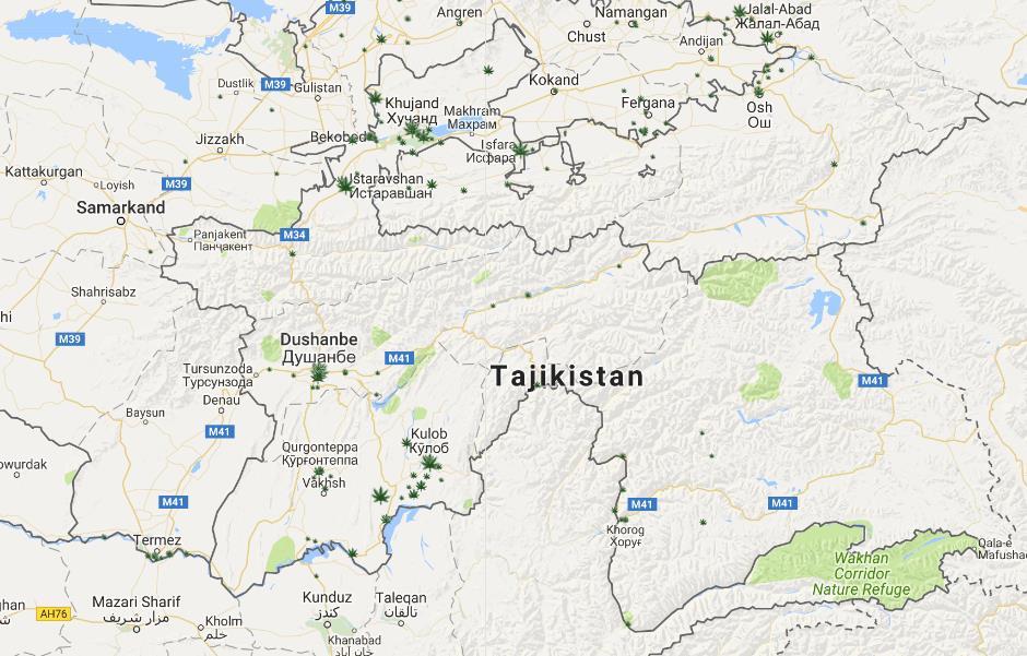Cannabis seizures in the Republic of Tajikistan, 2015 2016 Source (for all maps): DRUGS MONITORING PLATFORM, joint online platform of AOTP and Paris Pact programmes, http://drugsmonitoring.unodcroca.