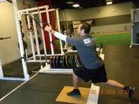 NSCA COACH 2.3 HURDLE STEP WITH REACH AND PULL (FIGURES 7 AND 8) Begin by facing towards the unlocked anchor. Grasp both handles and assume a lunge position.