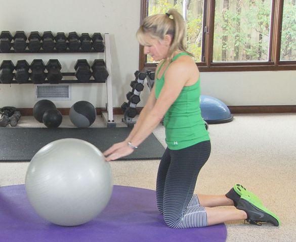 Stability Ball Roll Out Start with your hands on the