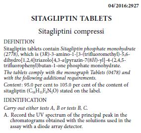 Sitagliptin tablets - Definition Title No chemical structure, already in active substance monograph Relevant active substances, only applicable if