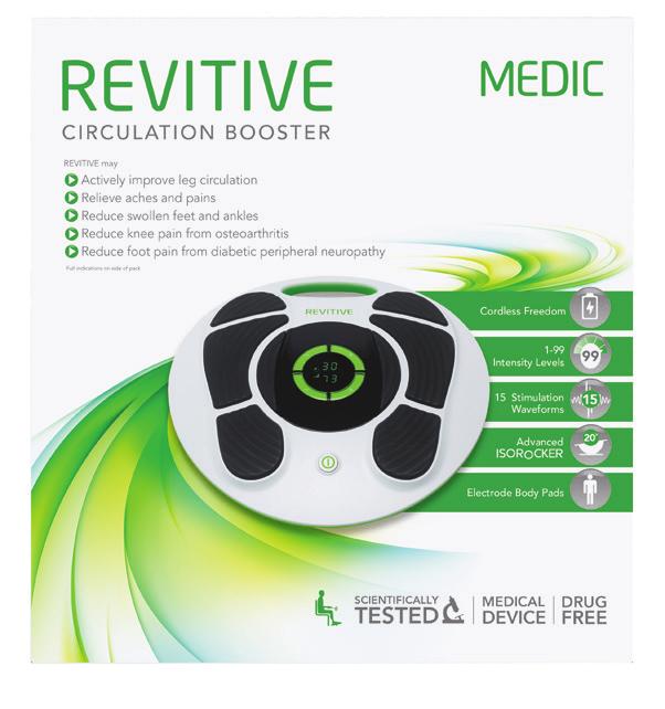 Unique features of the (pronounced: re vi tiv) are drugfree medical devices, that use clinically proven Electrical Muscle Stimulation (EMS) to actively improve circulation and alleviate pain &