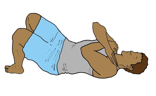 Repeat times. Complete this exercise times per day. STRENGTHENING Abdominals, Crunches Lie on a firm bed or floor.