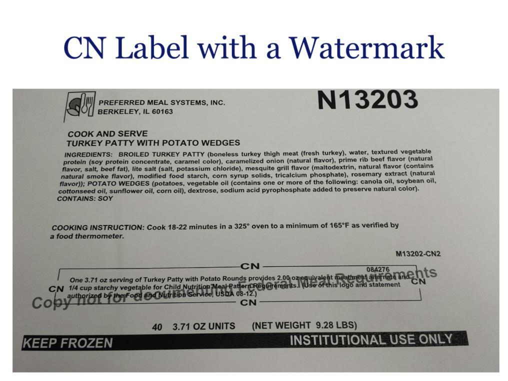 This is and example of a CN Label with