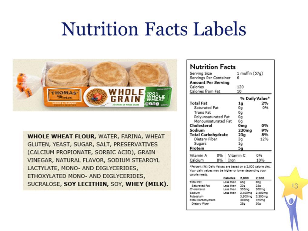 Here is an example of a nutrition facts label with the ingredient