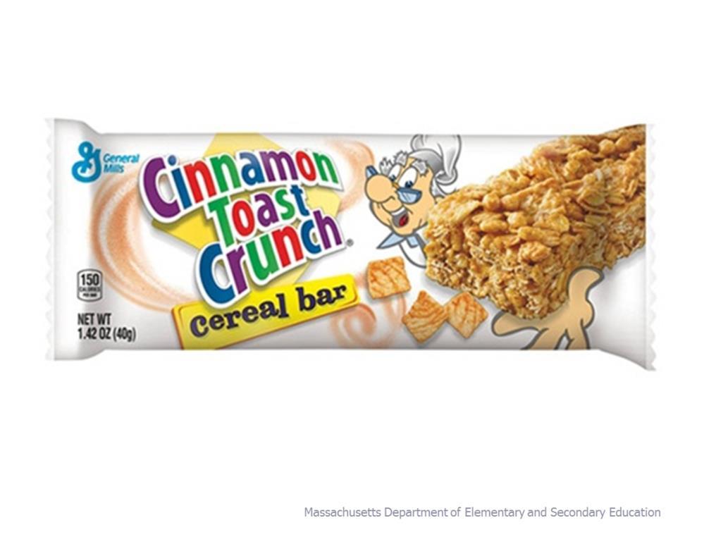 Now let s find the ounce equivalents for this cereal bar based on