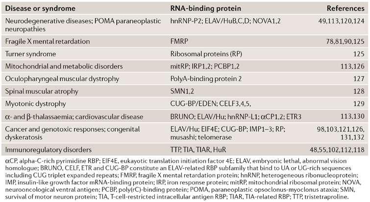 The Role of RNA Binding Proteins in the