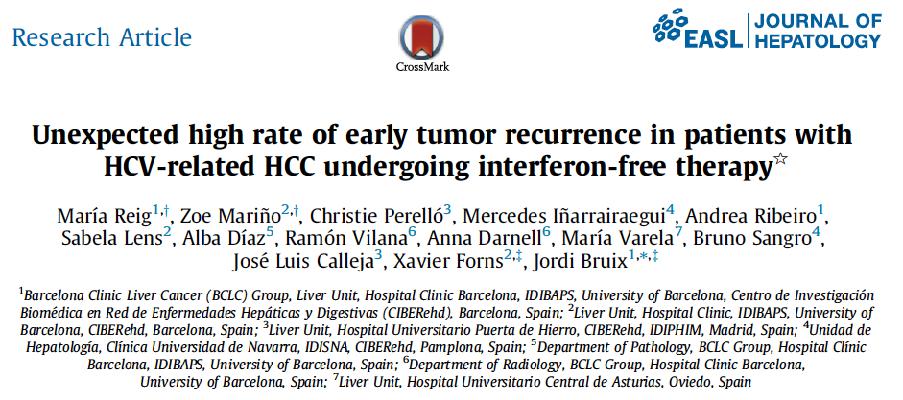 Note of caution from Barcelona Increased incidence of De novo (i.e. indident) HCC Recurrent HCC More aggressive and faster progression of HCC in patients treated with DAA s 58 patients with prior HCC, treated with DAA, median FU 5.