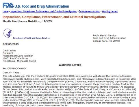 FDA Actions: 73 Warning letters issued in 2009 compare to 44 issued in 2008 a 66 percent increase.