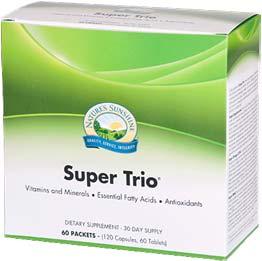 SUPER TRIO Benefits Combines the benefits of SuperOmega 3 EPA, Super Supplemental Vitamins and Minerals and Super ORAC