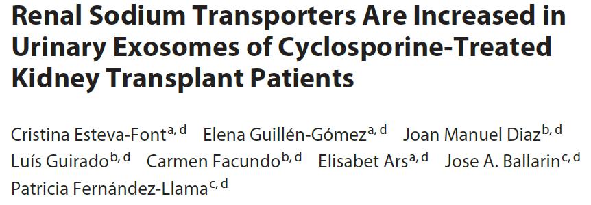 The content of NKCC2 and Na-Cl co-transporter (NCC) in the uevs in kidney transplanted patients was found to be significantly increased in