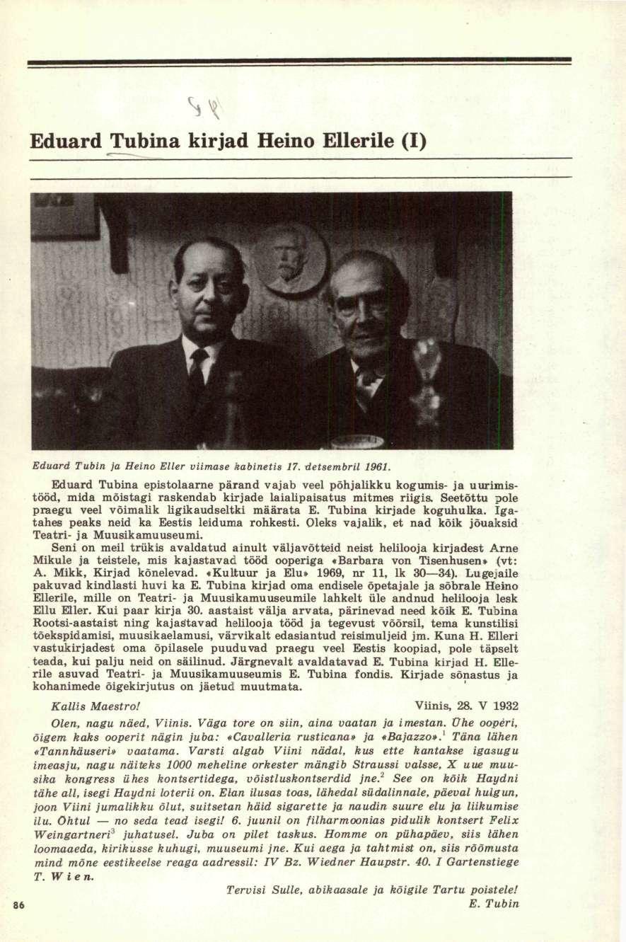 ST Eduard Tubina kirjad Heino Eller iie (I) Eduard Tubin ja Heino Eller viimase kabinetis 17. detsembril 1961.