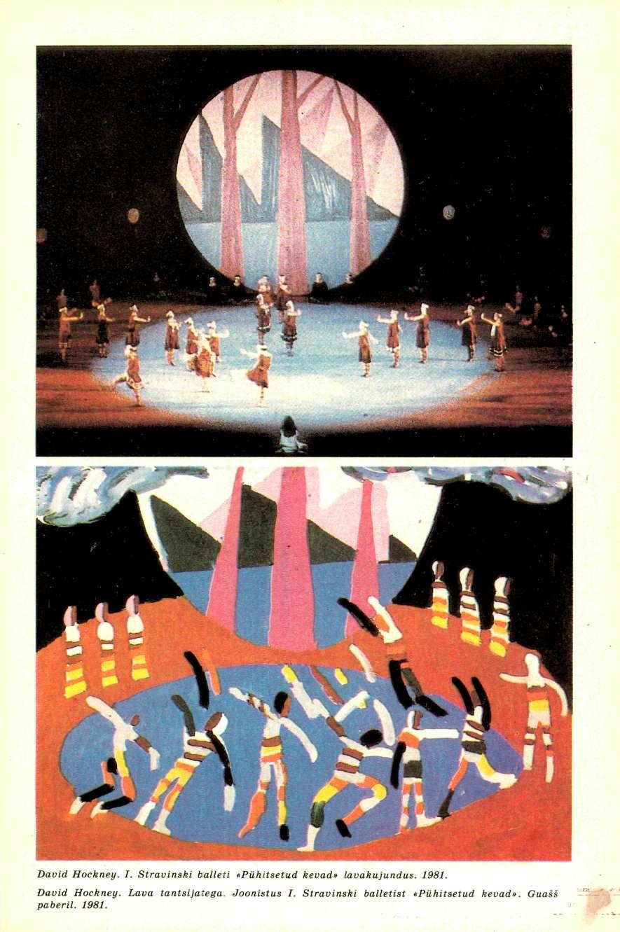 David Hochney. I. Stravinski balleti «Pühitsetud kevad» lavakujundus. 1981. David Hockney.