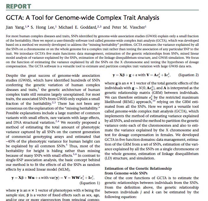 Enhanced GBLUP Capabilities for SVS GBLUP Enhancements adopted from GCTA paper - Alternative options for computing the genomic relationship matrix (GRM): - Compute different GRM for sex (X) and use
