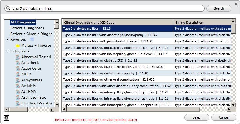 But if you search for type 2 diabetes mellitus, in addition to the desired ICD10 code, E11.