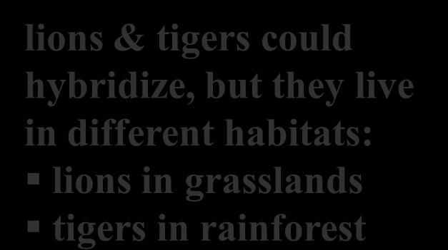 other is terrestrial lions & tigers could hybridize, but