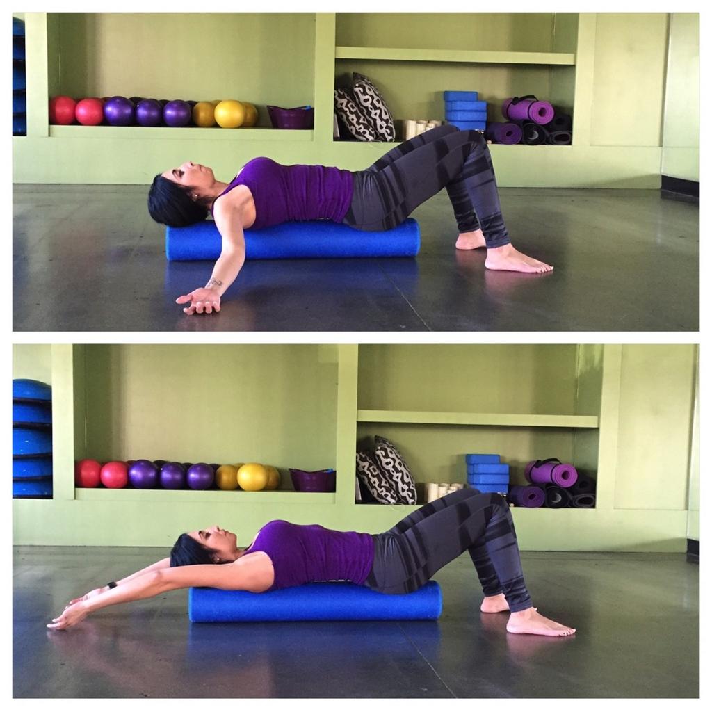 Full Back Foam Roll Use a foam roller for this movement. Begin by placing your back down on the foam roller. Head, back and glutes must remain on the roller the entire time.