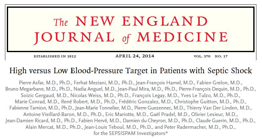 Targeting a mean arterial pressure of 80 to 85 mm Hg, as compared with 65 to 70 mm Hg, in patients with septic