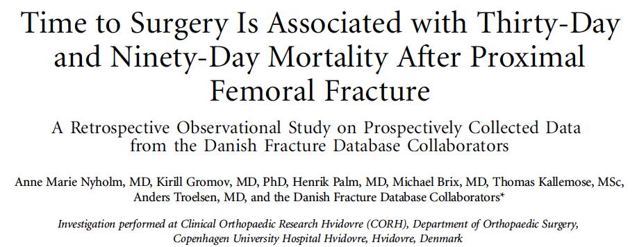 The risk of 30 day mortality increased with a surgical delay of more than 12h (odds ratio, 1.45; p = 0.02), more than 24h (odds ratio, 1.34; p = 0.02), and more than 48h (odds ratio, 1.56; p = 0.