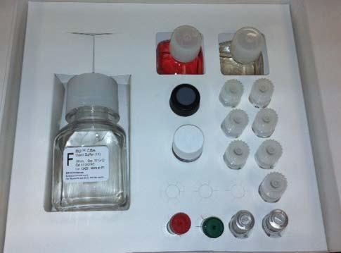 BD CBA Kits Stain Reconstitute lyophilyzed standards in assay diluent Prepare 10 serial dilutions of standards (typically 20 5,000 pg/ml) Mix capture beads in a single tube Dilute samples if