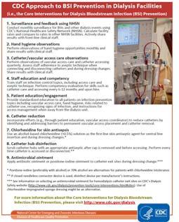 infections in dialysis patients. Prevention of HD Catheter-Related BSI http://www.cdc.