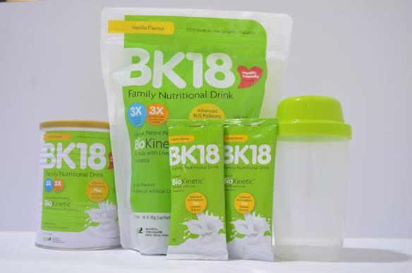 BK18 a nutritional health drink for the whole family BK18 is a dairy-based nutritional health drink which includes an immune boosting probiotic, and a