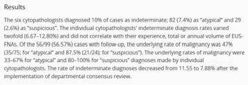 is diagnostic but pathologist lacks experience and confidence to make a definitively