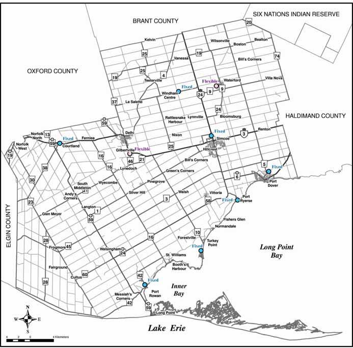 Map 4: Location of mosquito traps, Norfolk County,