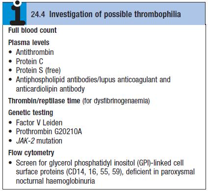 Investigation of Possible Thrombophilia Walker, BR, Colledge, NR, Ralston, SH, & Penman, ID (eds) 2014, Davidson s principles and