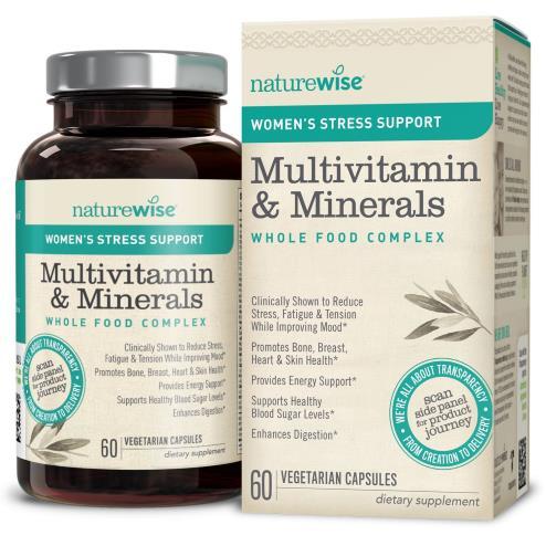 NatureWise Women s Stress Support Multivitamin & Minerals with Sensoril Ashwagandha, Whole Food Complete Multivitamin For Women, Reduce Stress, Boost Energy, Allergen Free, 60 count About the product