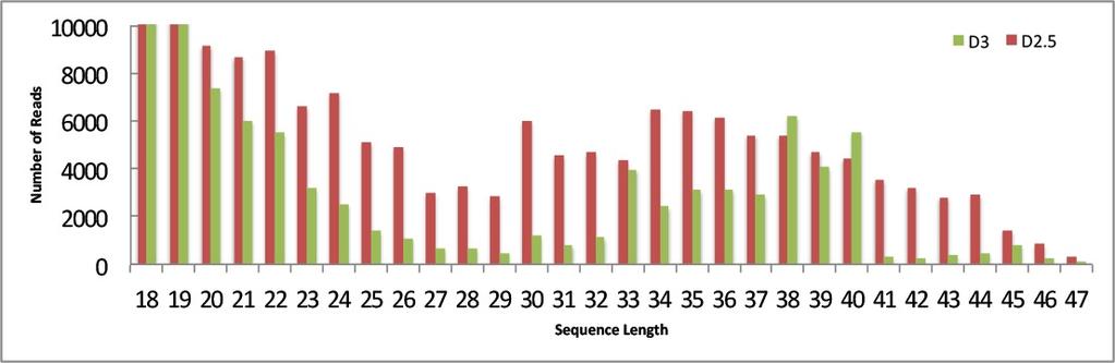 reads between ~30-47 nucleotides that are not explained by any known RNA species, and contain a conserved sequence motif (discussed below).