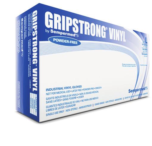 VINYL GLOVES GSVF102 S 230mm 85mm +/- 5mm GSVF103 M 230mm 95mm +/- 5mm GSVF104 L 230mm 105mm +/- 5mm GSVF105 XL 230mm 115mm +/- 5mm GripStrong Vinyl gloves are designed to meet the needs of those