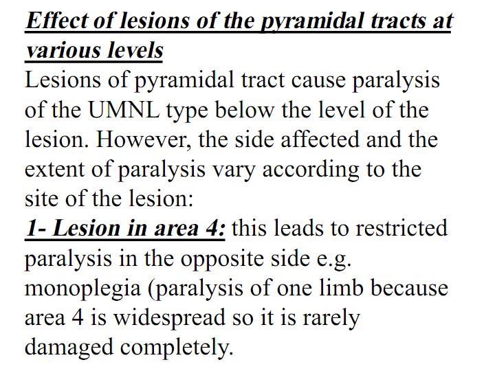 Slide No.( 16 ) Monoplegia: paralysis of a single limb such as Lesion in Corona Radiate.